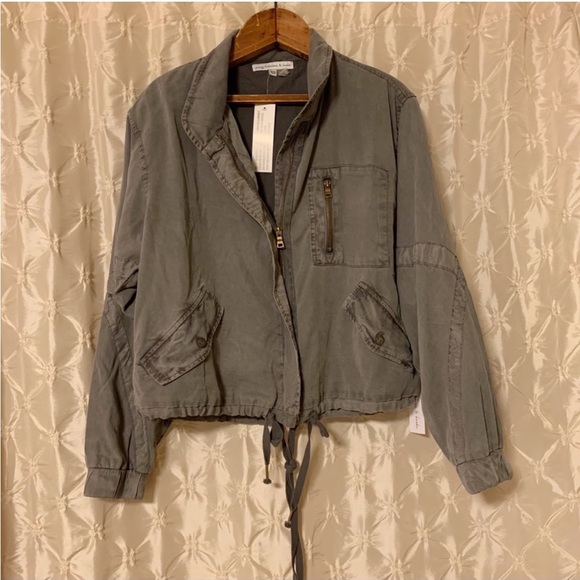 Young Fabulous & Broke Clara Jacket Black Sand Tencel Bomber Utility YFB - Picture 2 of 15